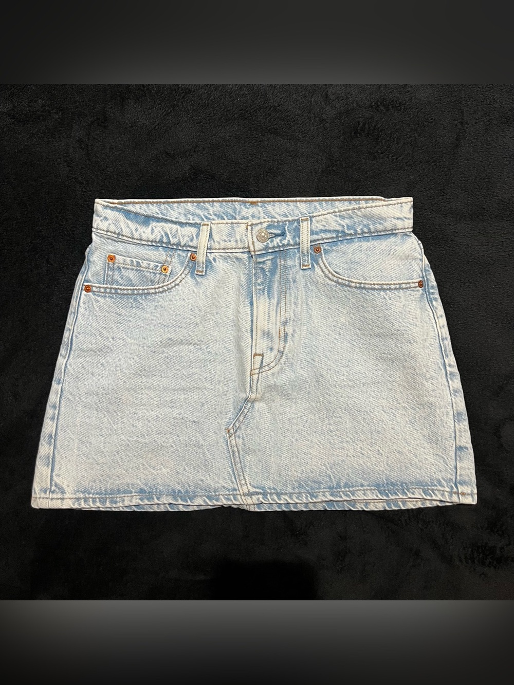 Levi's Light Blue Denim Mini Skirt with Leather Patch
